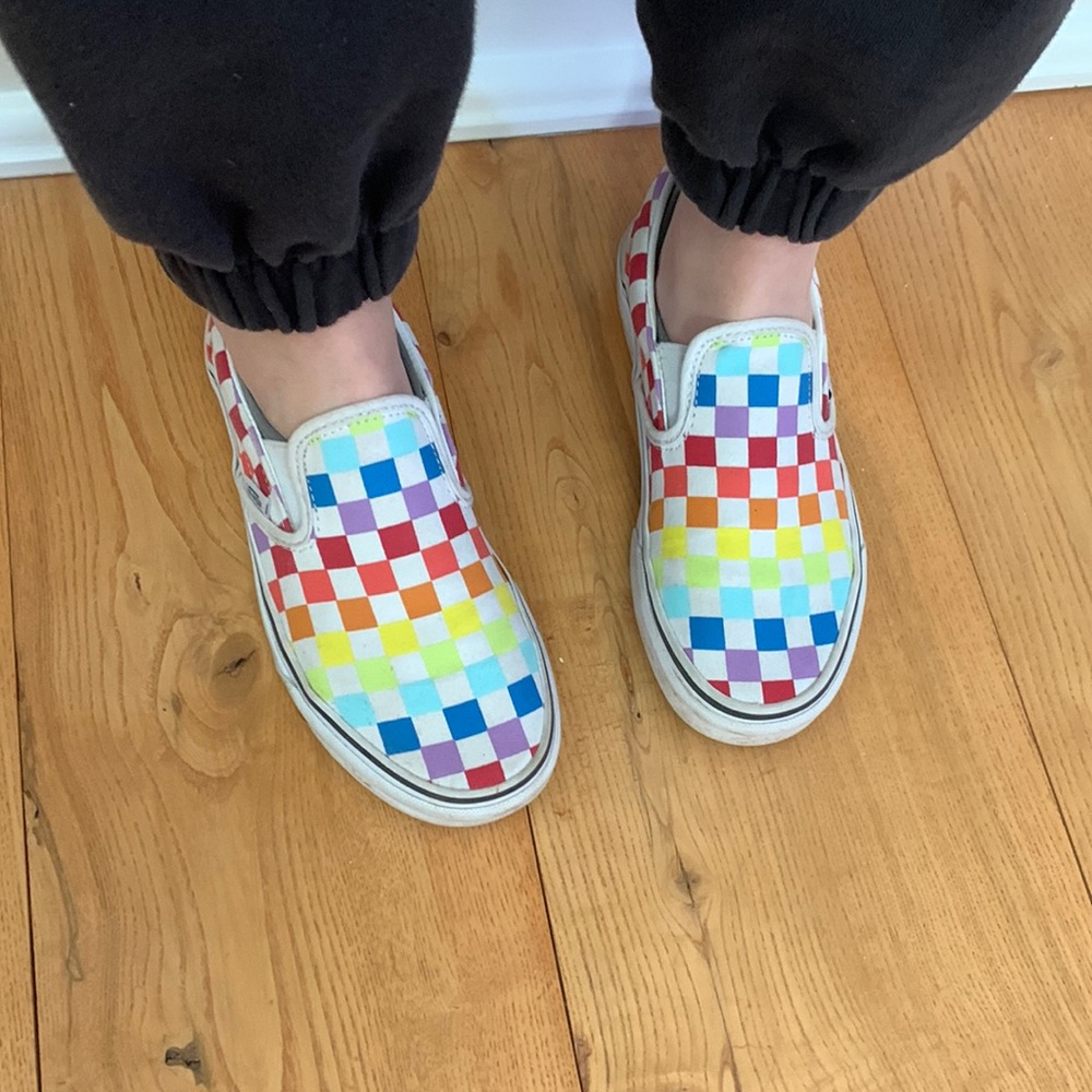 rainbow checkered vans